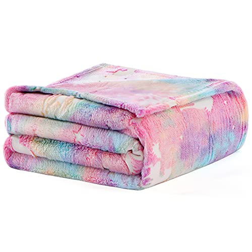 Glow in The Dark Blanket Unicorns Gifts Toys for 1 2 3 4 5 6 7 8 9 10 Year Old Girl ,Soft Kids Blankets for Easter Birthday Christmas Valentines Gifts,60 x 50in