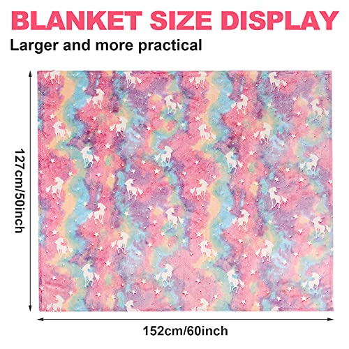 Glow in The Dark Blanket Unicorns Gifts Toys for 1 2 3 4 5 6 7 8 9 10 Year Old Girl ,Soft Kids Blankets for Easter Birthday Christmas Valentines Gifts,60 x 50in
