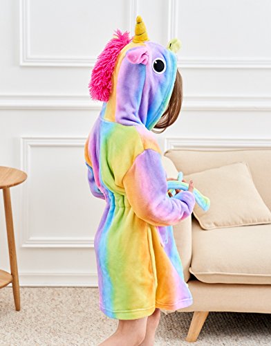 Doctor Unicorn Soft Unicorn Hooded Bathrobe Sleepwear - Unicorn Gifts for Girls (Rainbow, 7-9 Years)