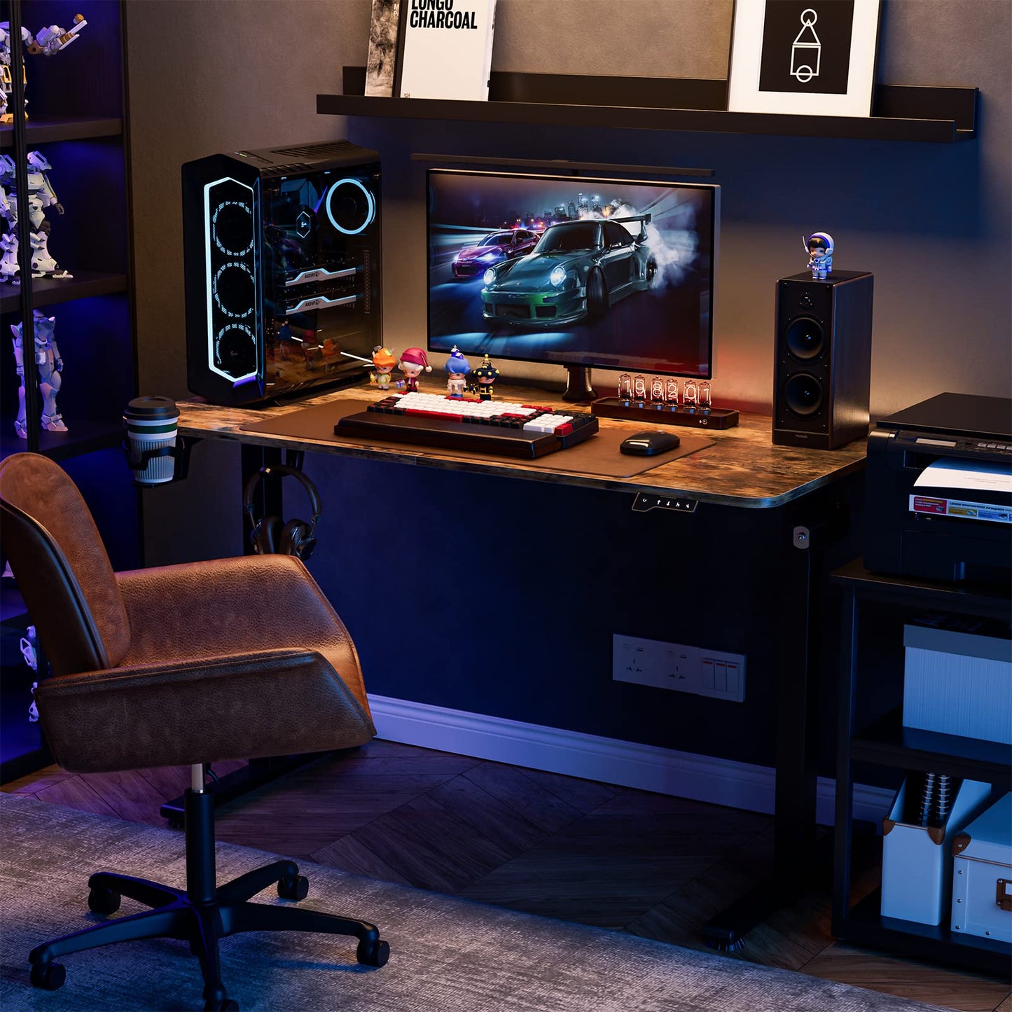 Azonanor Standing Desk - Stand up Desk with Splice Board, Electric Adjustable Height Desk, 48 x 24 Inches Sit Stand Home Office Desk