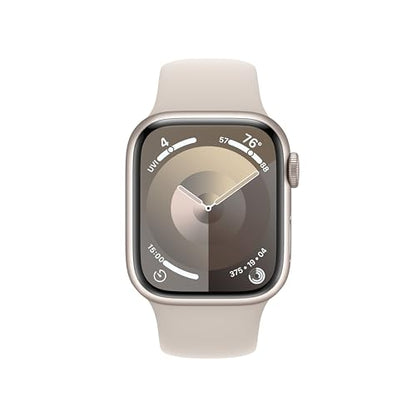 Apple Watch Series 9 [GPS 41mm] Smartwatch with Starlight Aluminum Case with Starlight Sport Band S/M. Fitness Tracker, Blood Oxygen & ECG Apps, Always-On Retina Display