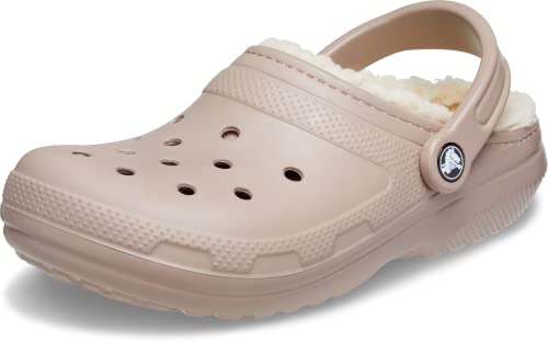 Crocs Unisex Classic Lined Clog | Fuzzy Slippers, Mushroom/Bone, 4 US Men