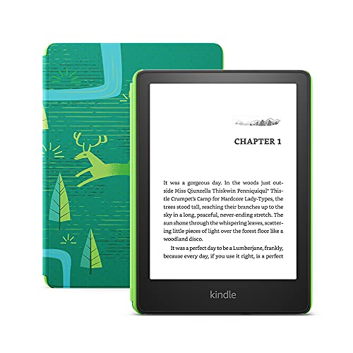 Kindle Paperwhite Kids – kids read, on average, more than an hour a day with their Kindle - 16 GB, Emerald Forest