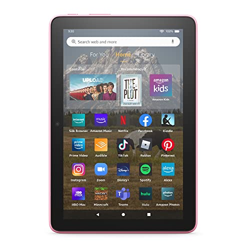 Amazon Fire HD 8 tablet, 8” HD Display, 32 GB, 30% faster processor, designed for portable entertainment, (2022 release), Rose