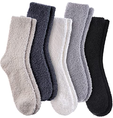 Dosoni Womens Fuzzy Socks Super Soft Fluffy Slipper Socks Cozy Warm Home Sleeping Winter Socks (5 Pack Soild Color A1)