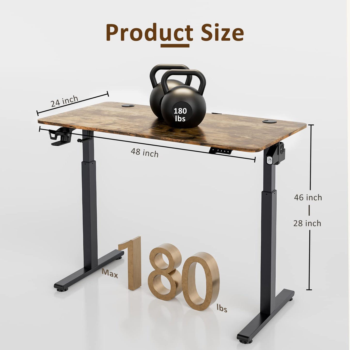 Azonanor Standing Desk - Stand up Desk with Splice Board, Electric Adjustable Height Desk, 48 x 24 Inches Sit Stand Home Office Desk