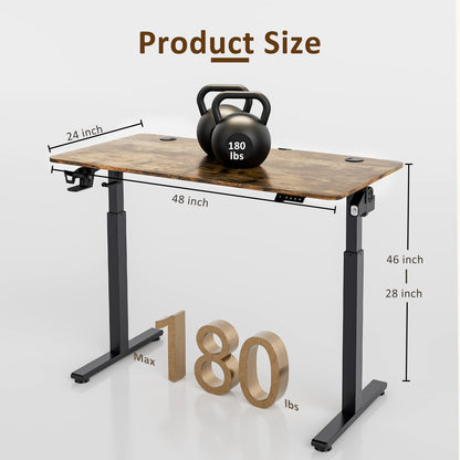 Azonanor Standing Desk - Stand up Desk with Splice Board, Electric Adjustable Height Desk, 48 x 24 Inches Sit Stand Home Office Desk