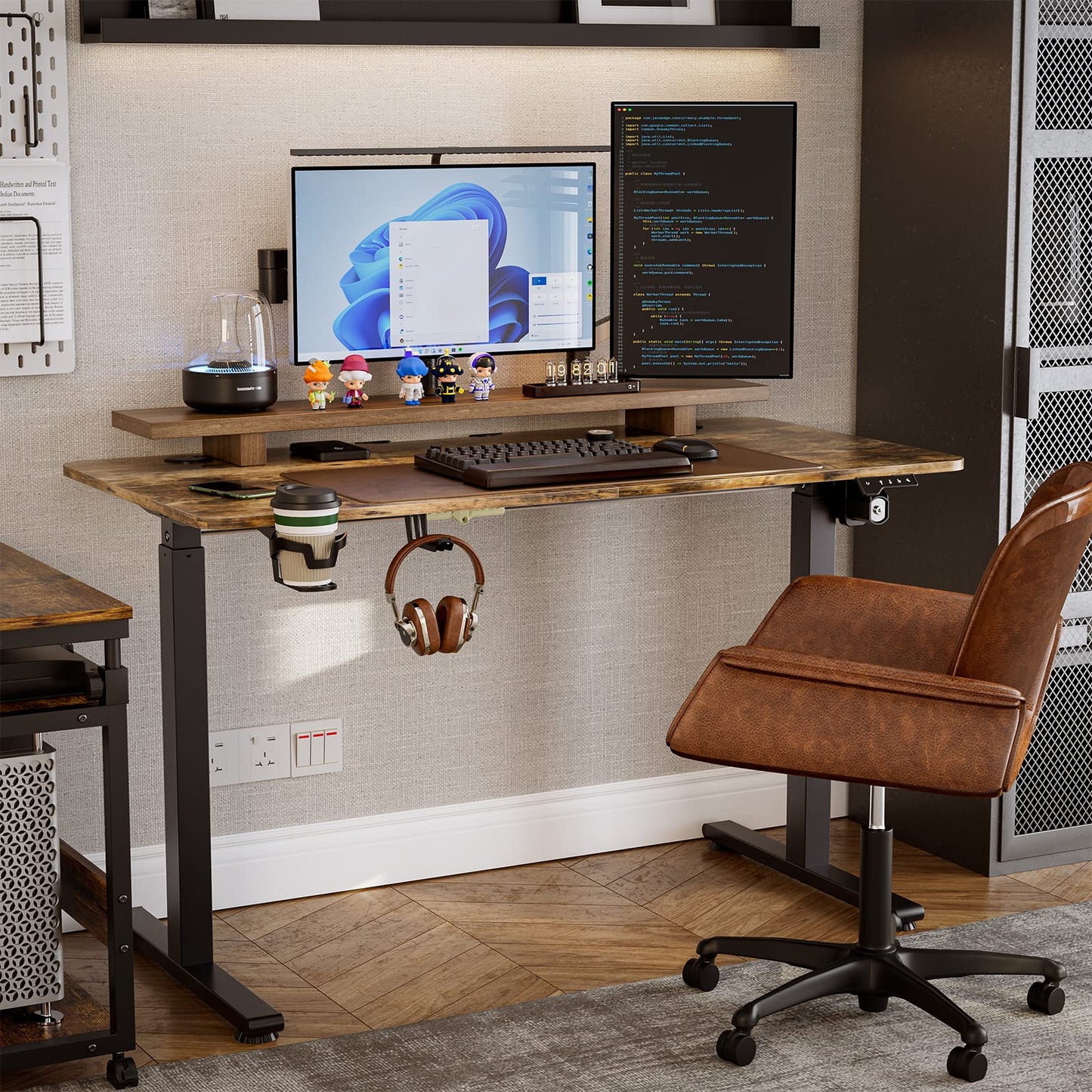 Azonanor Standing Desk - Stand up Desk with Splice Board, Electric Adjustable Height Desk, 48 x 24 Inches Sit Stand Home Office Desk